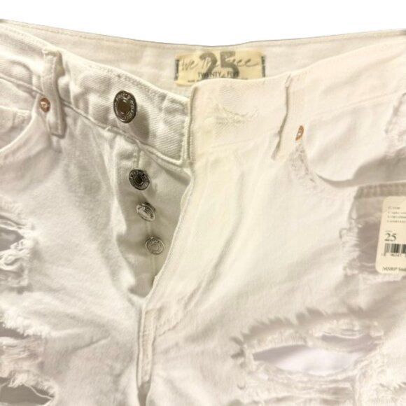 NWT Free People /We The Free Optic White Denim Shorts sz 25 - Picture 3 of 4